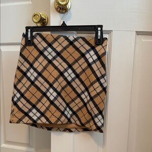 Forever 21 Tan and Black Plaid Mini Skirt